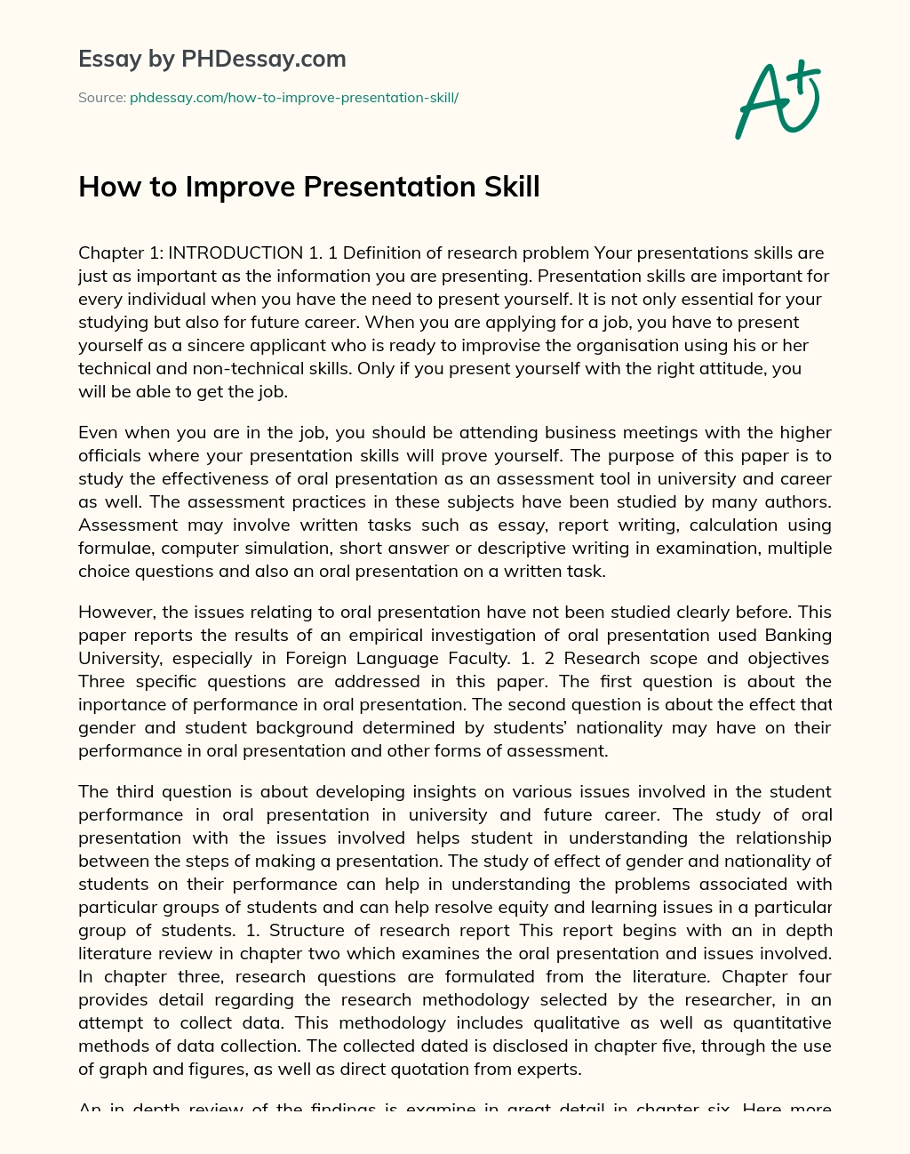How to Improve Presentation Skill essay