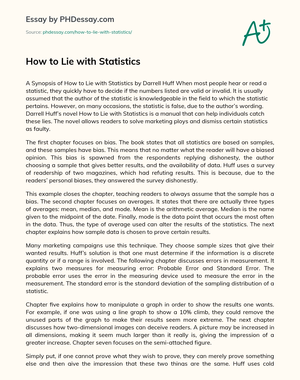 How to Lie with Statistics essay