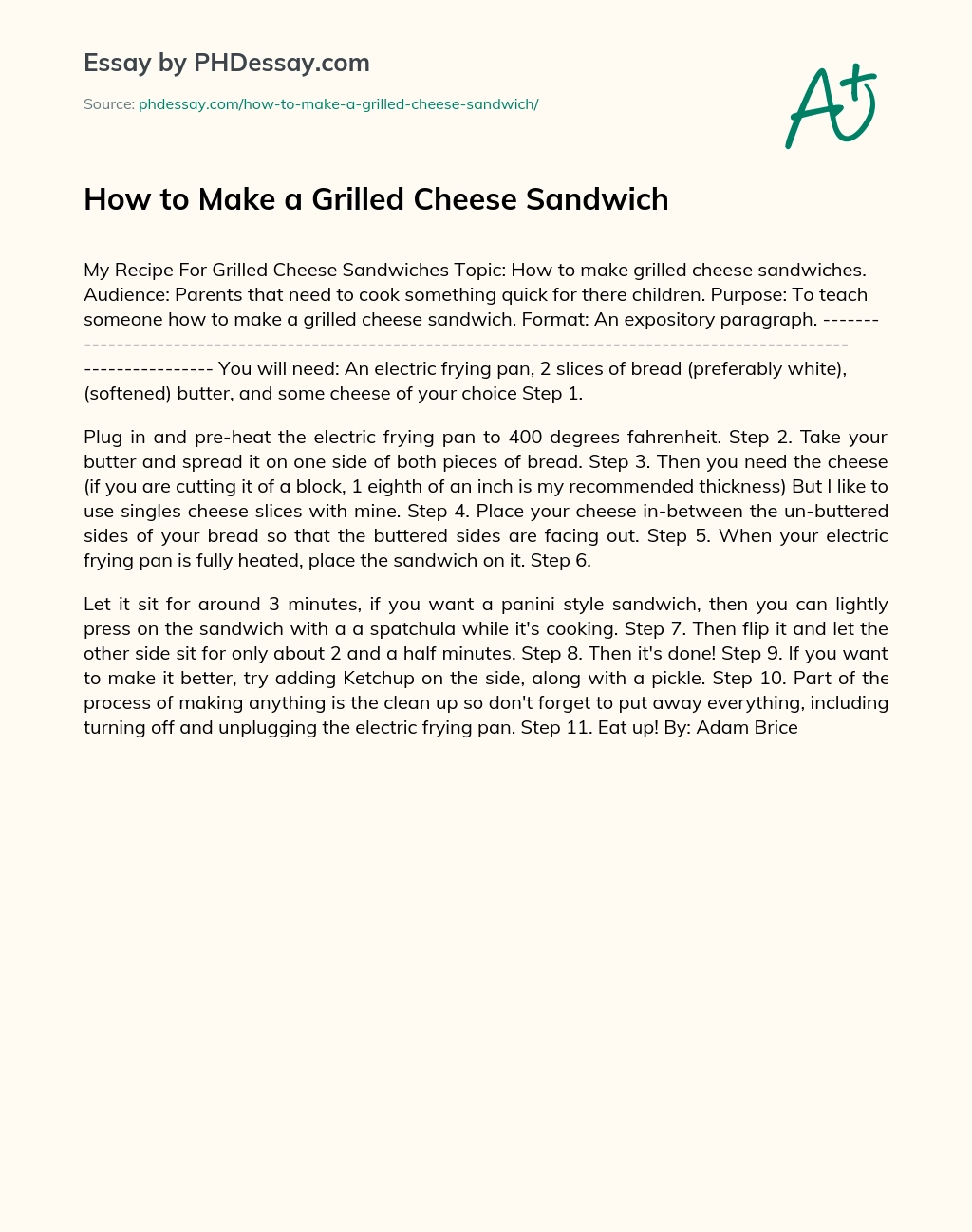 how to make a grilled cheese sandwich essay