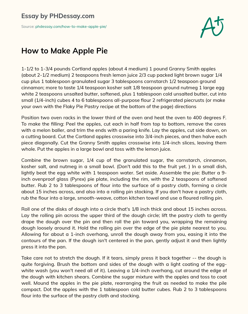 How to Make Apple Pie essay