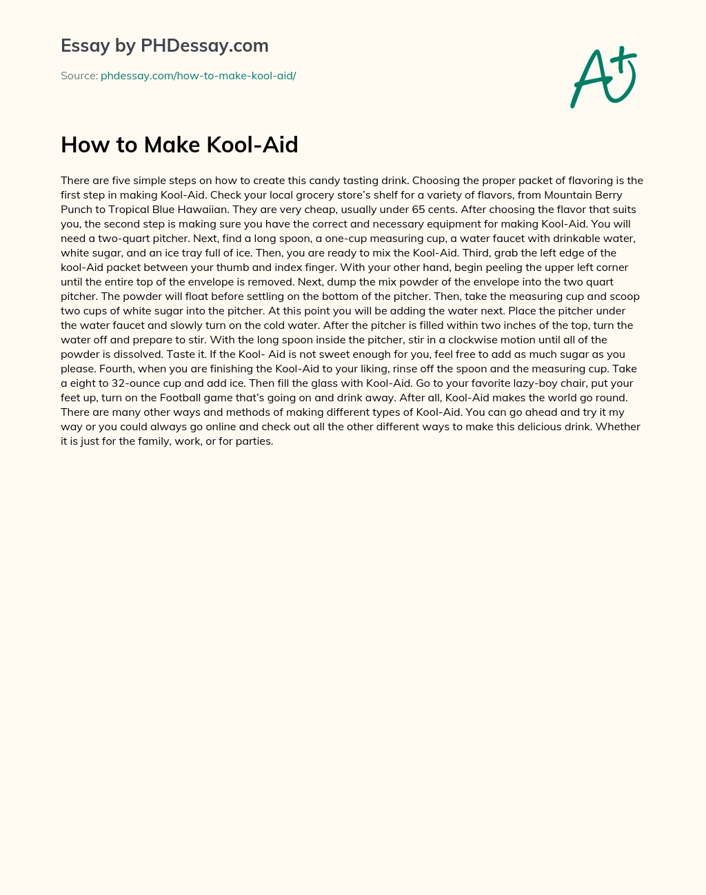 How to Make Kool-Aid essay