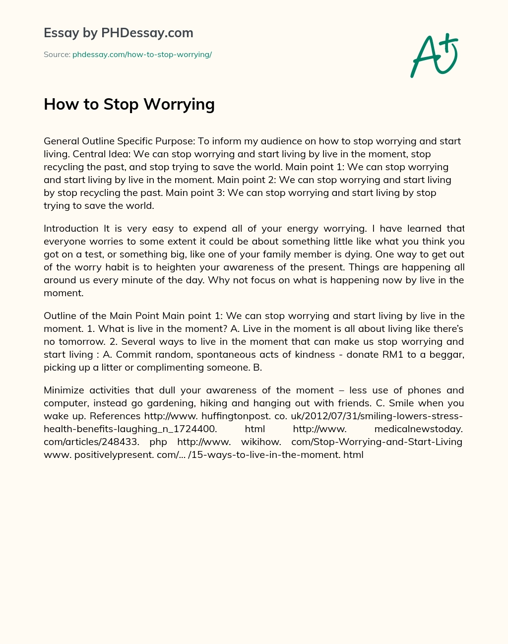 How to Stop Worrying essay