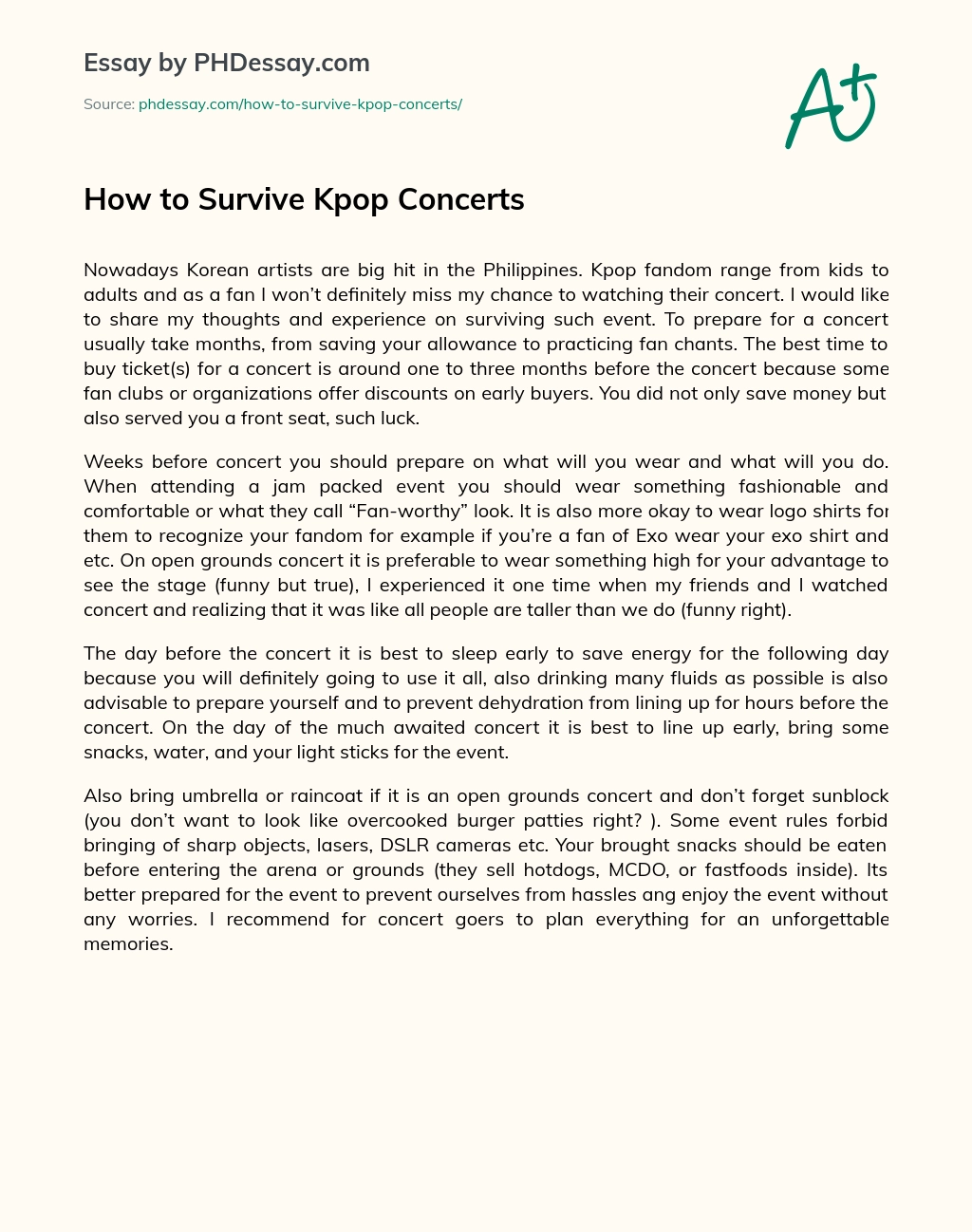 How to Survive Kpop Concerts essay