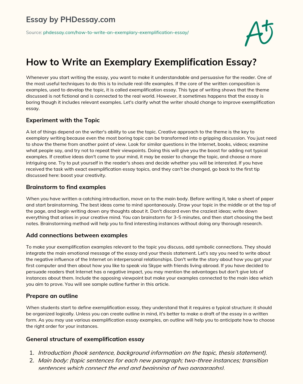 How to Write an Exemplary Exemplification Essay? essay