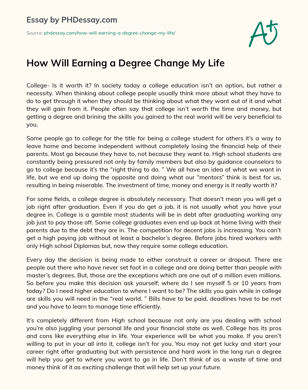essay about life changes