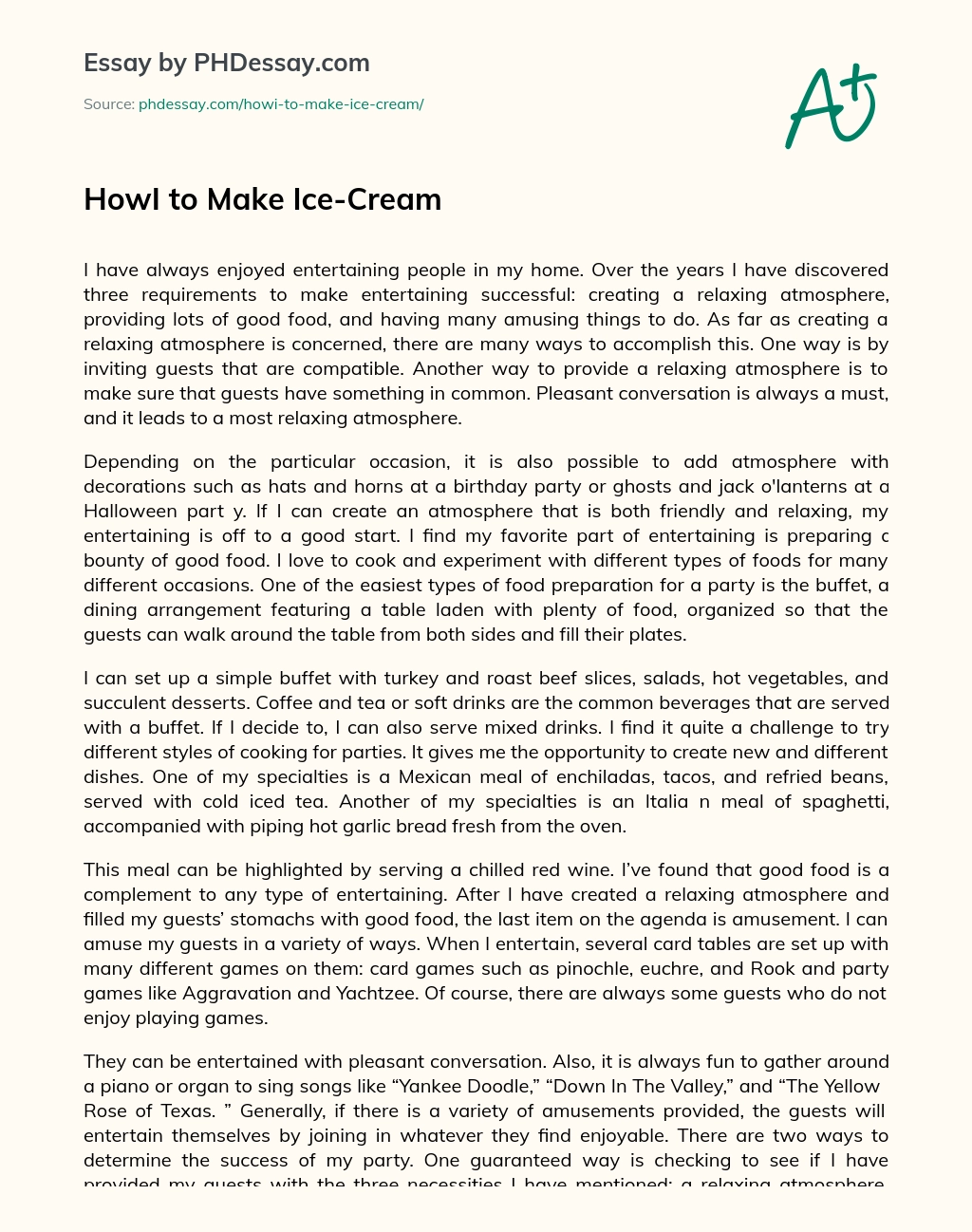 HowI to Make Ice-Cream essay