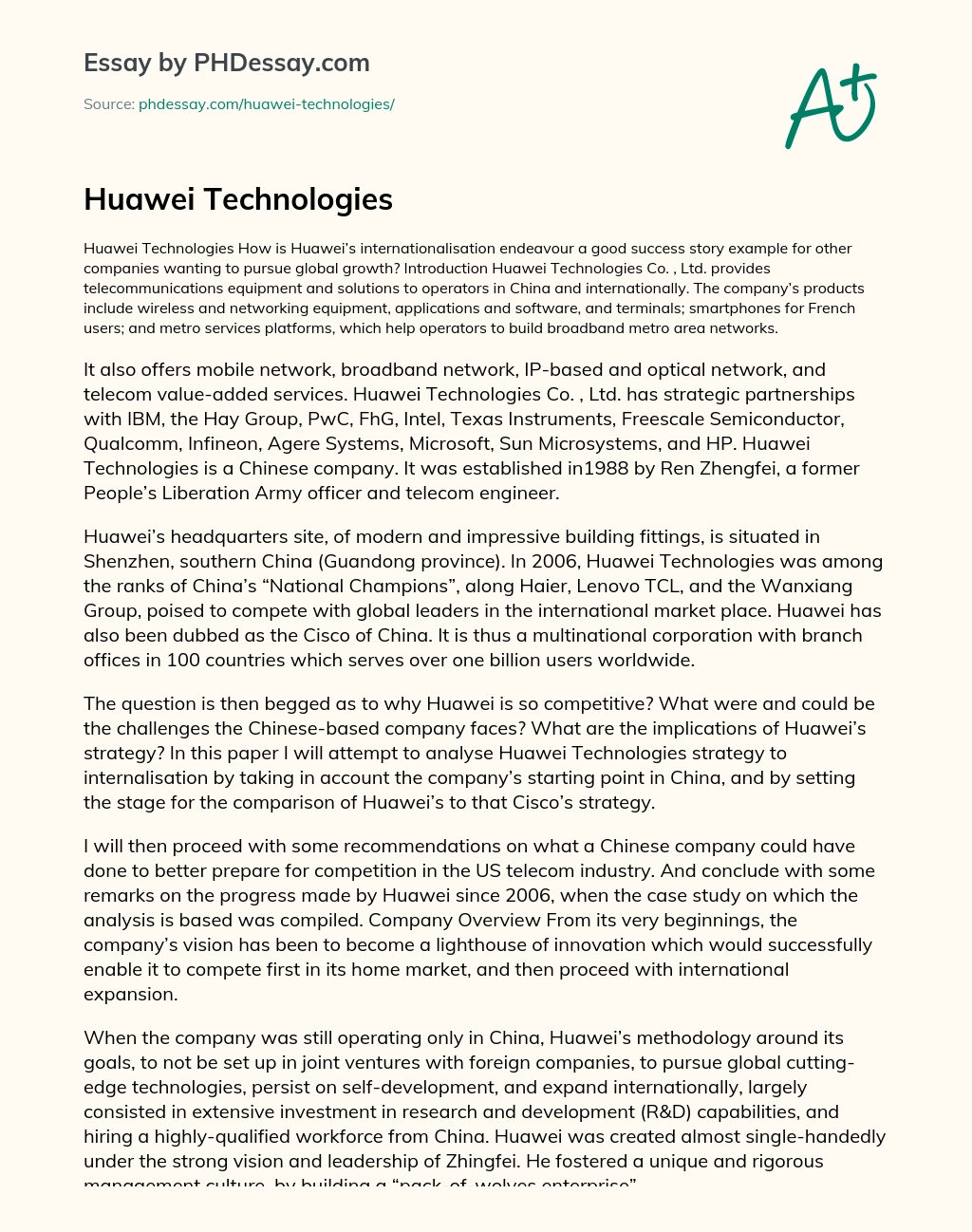 Huawei Technologies essay