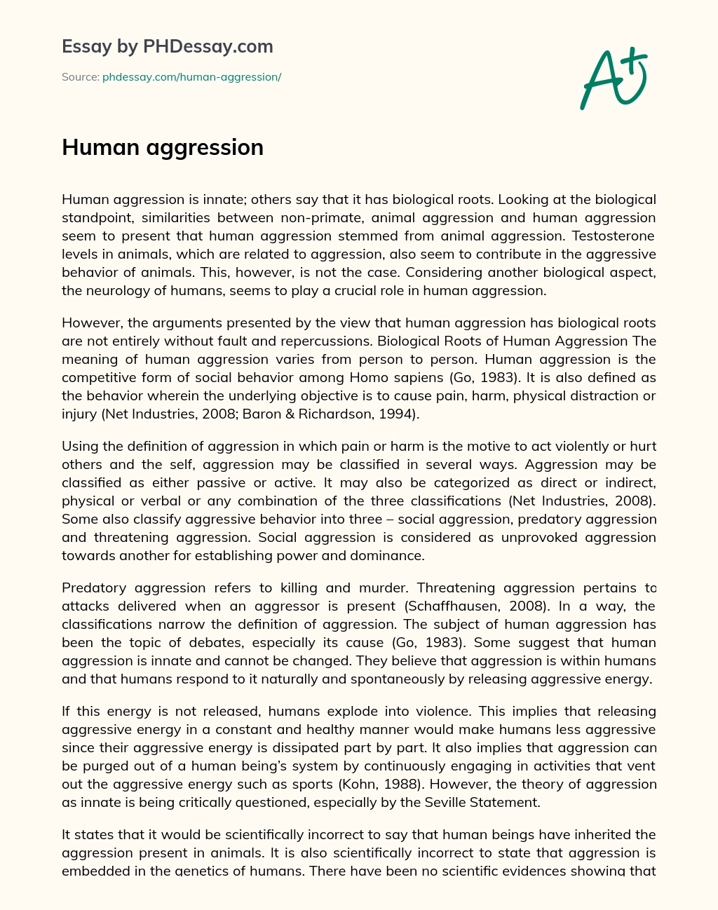 Human aggression essay