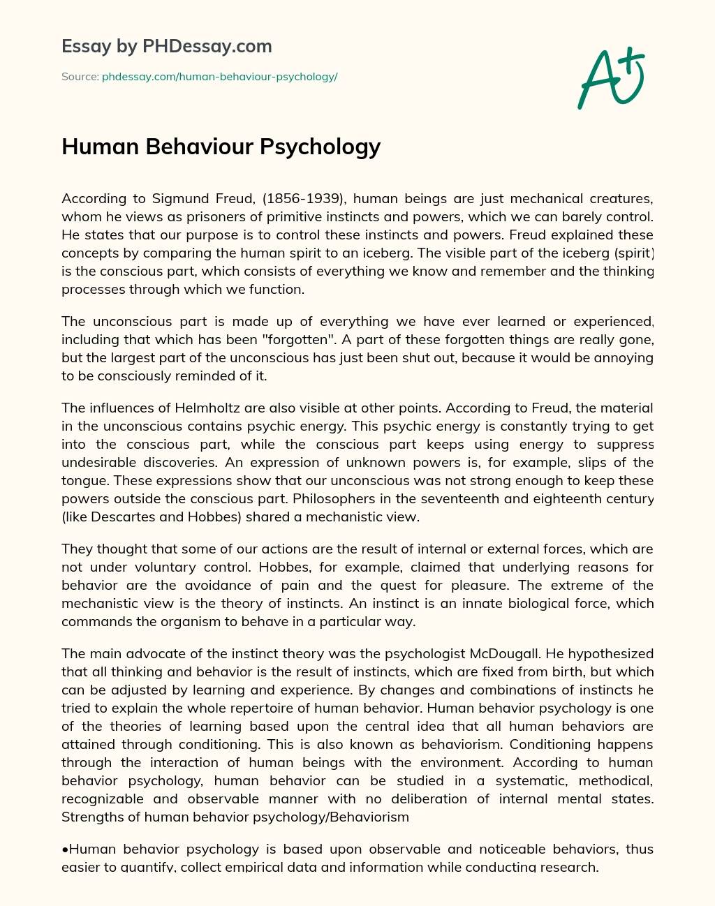 Реферат: Psychological Human Behavior Essay Research Paper PSYCHOLOGICAL