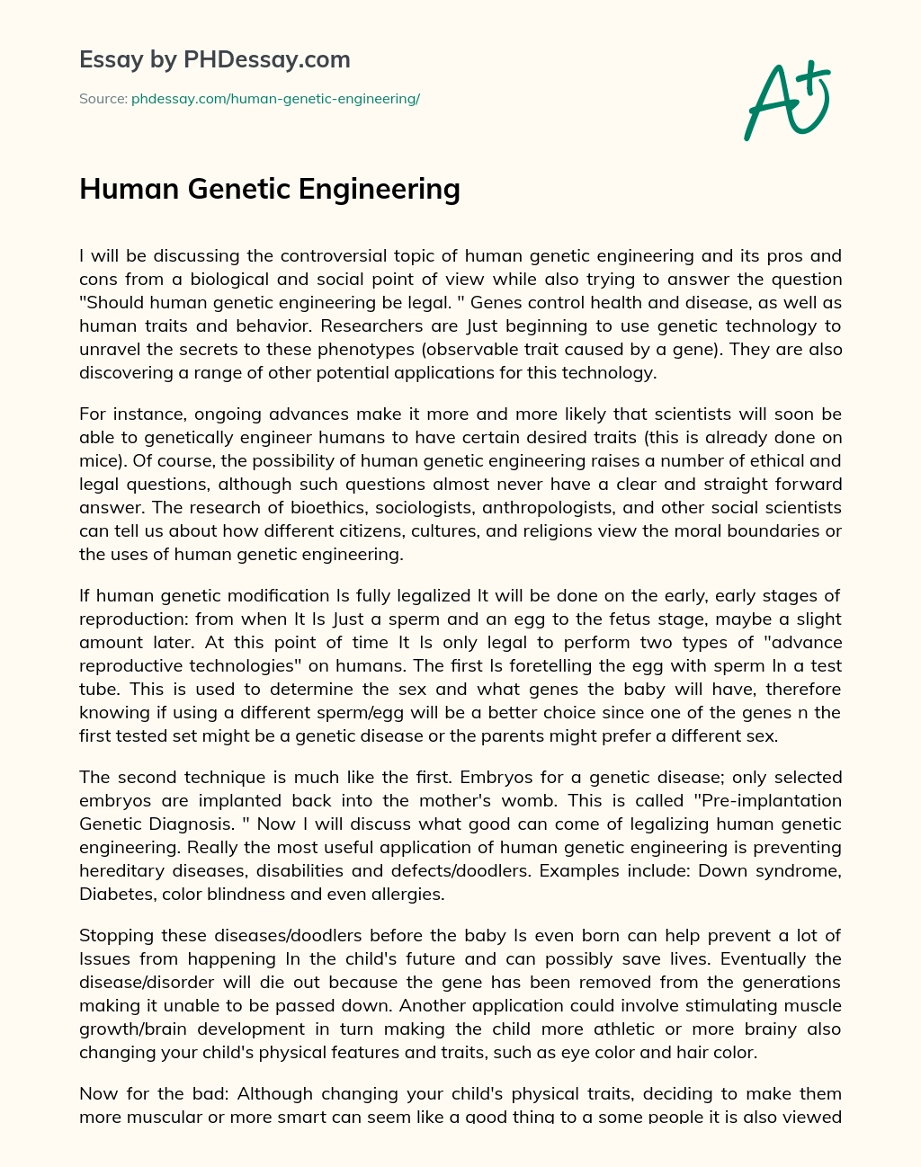 Human Genetic Engineering essay