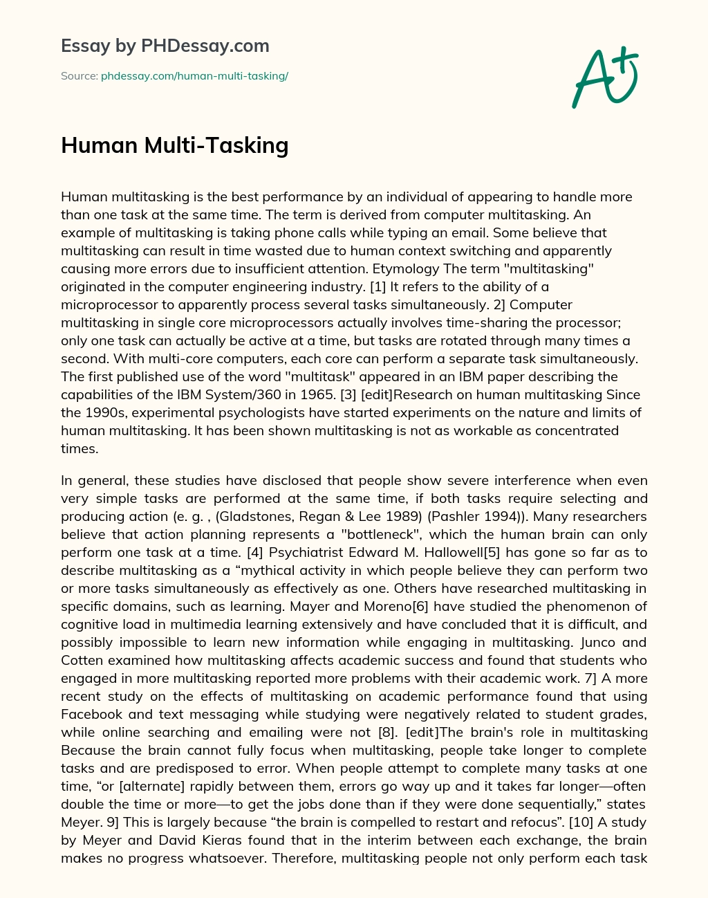 Human Multi-Tasking essay