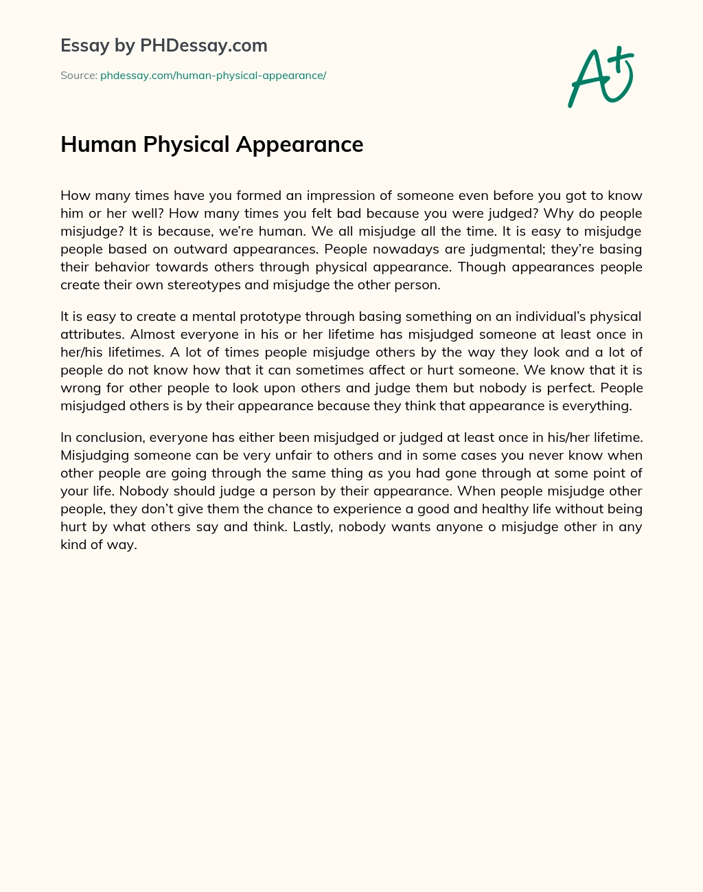 Human Physical Appearance essay