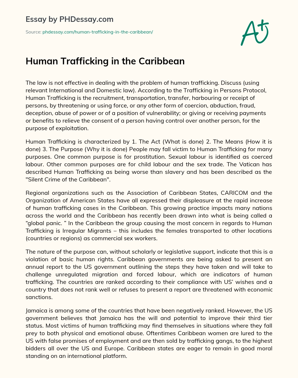 Human Trafficking in the Caribbean essay