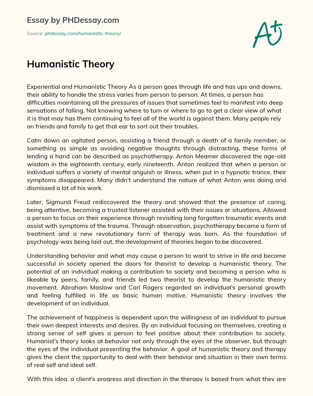 Humanistic Theory essay