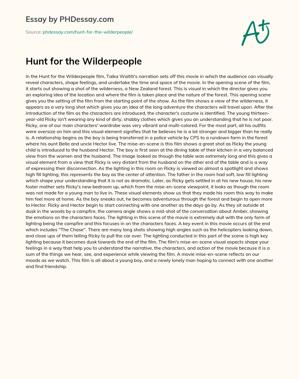 Hunt for the Wilderpeople essay