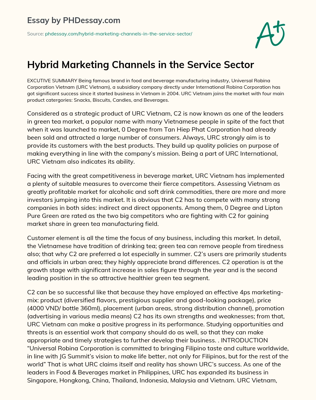 Hybrid Marketing Channels in the Service Sector essay