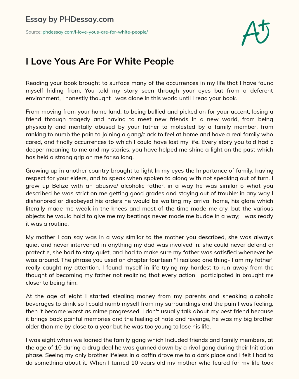 I Love Yous Are For White People essay