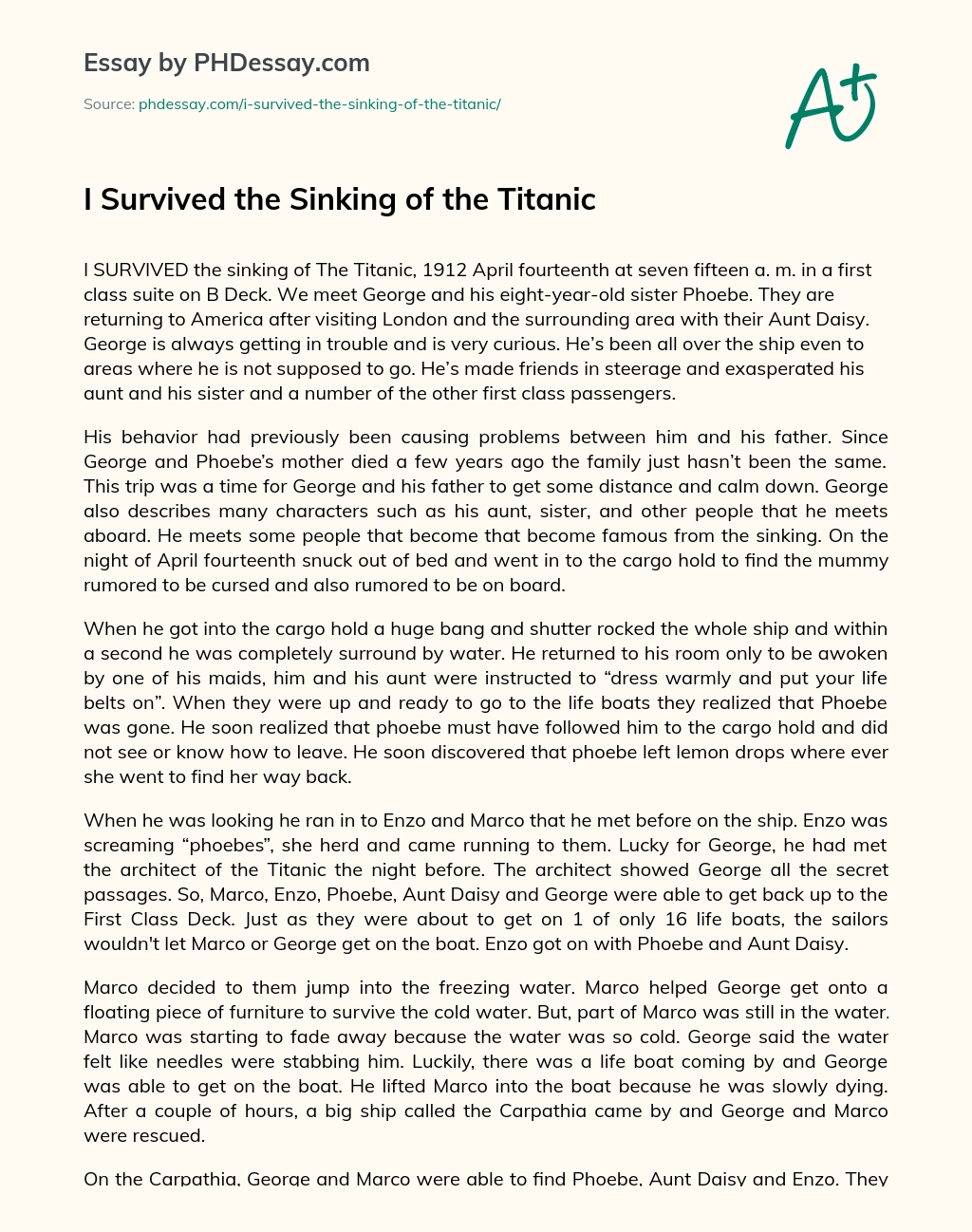 I Survived the Sinking of the Titanic essay