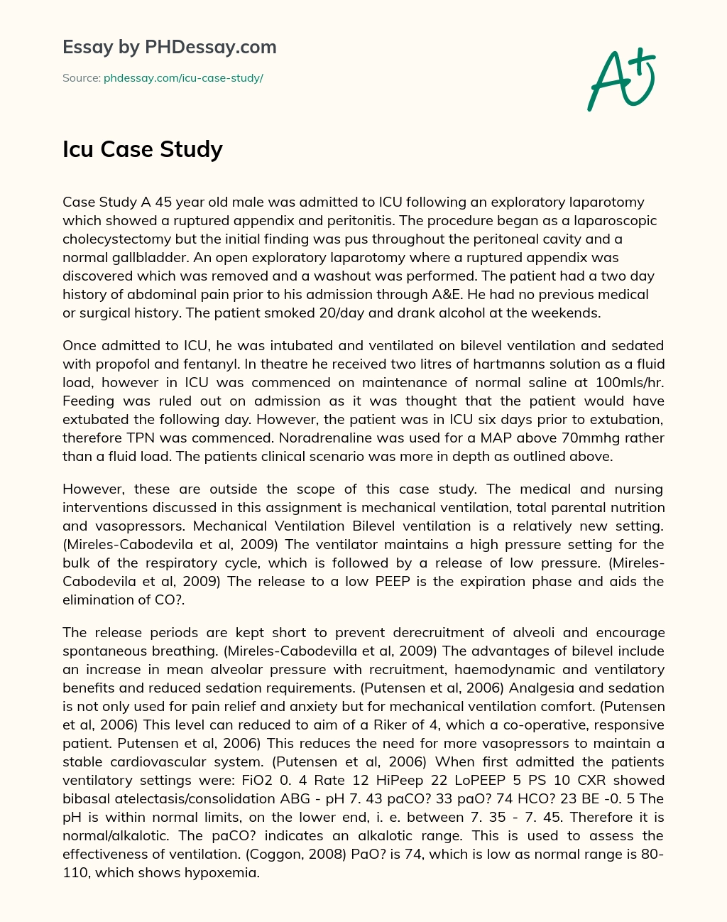 Icu Case Study essay