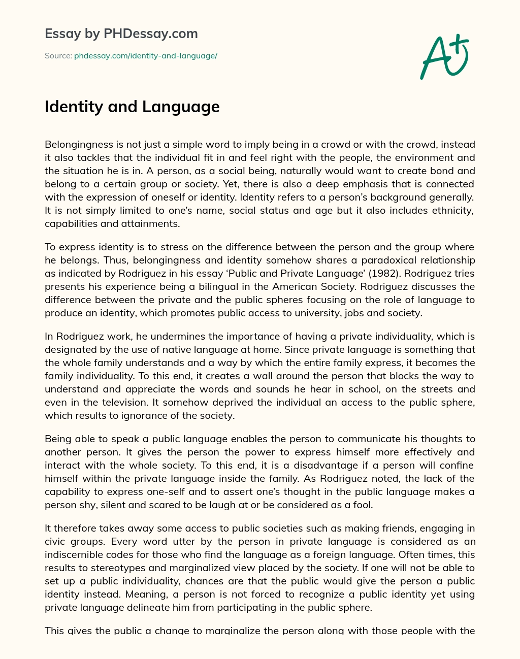 Identity and Language - PHDessay.com