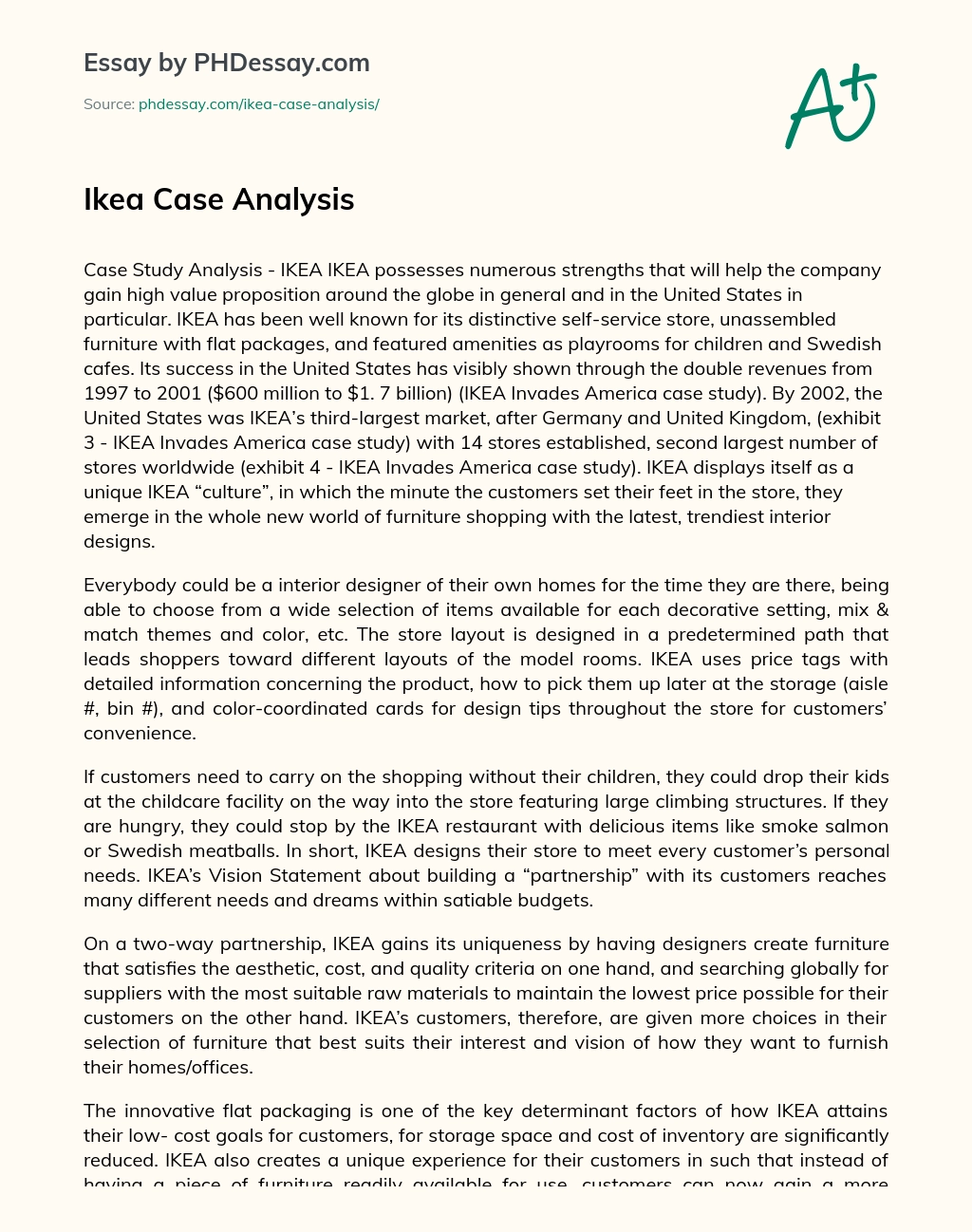 Ikea Case Analysis essay
