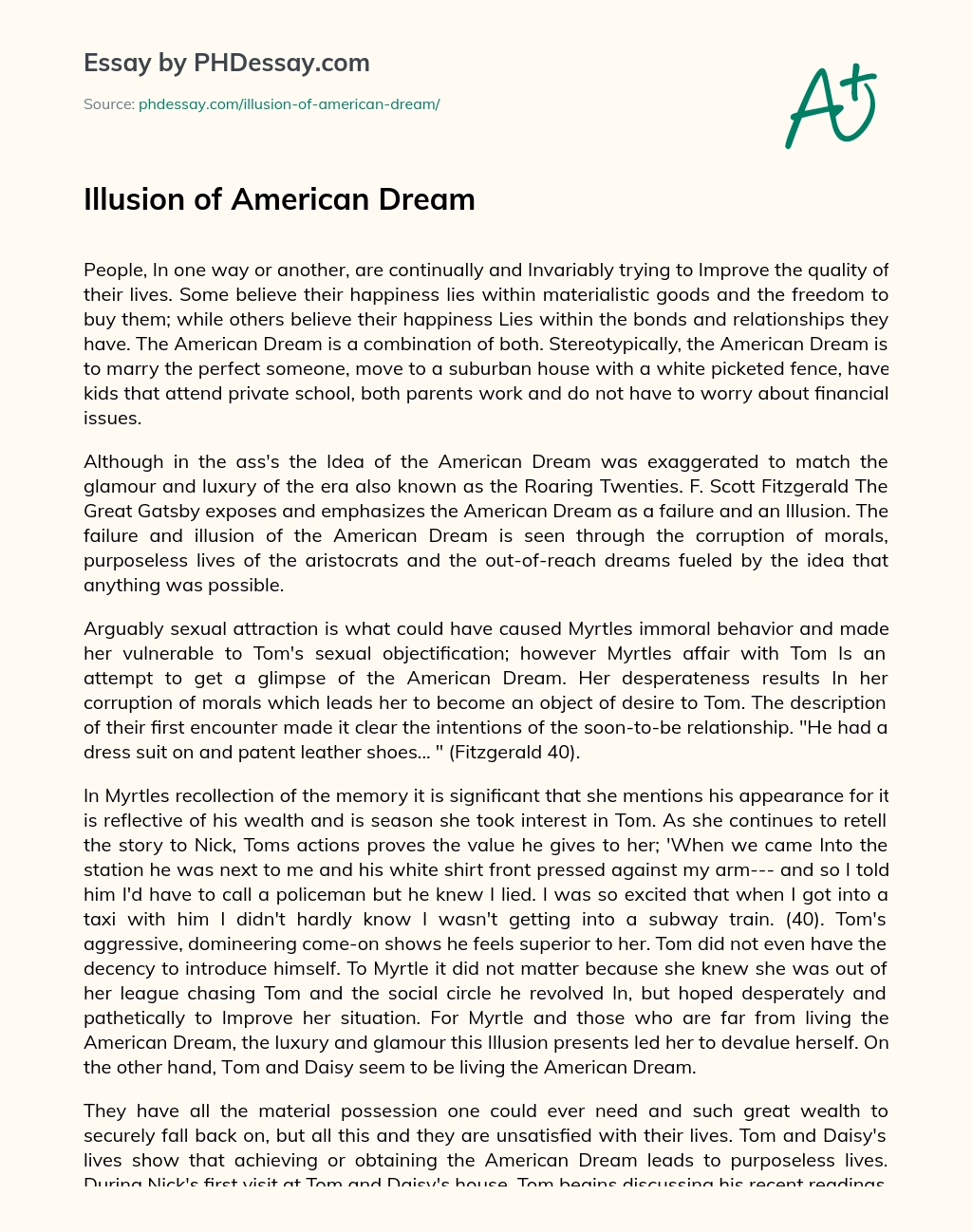 Illusion of American Dream essay