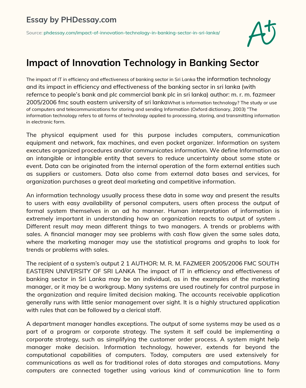 Essay on latest technologies in banking sector essayedge com