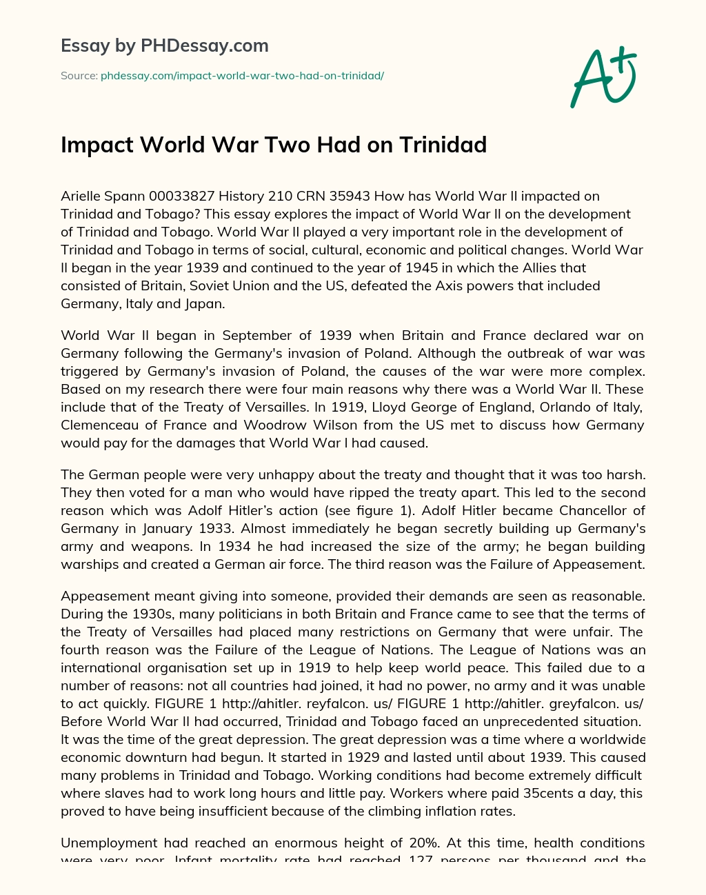 Impact World War Two Had on Trinidad essay