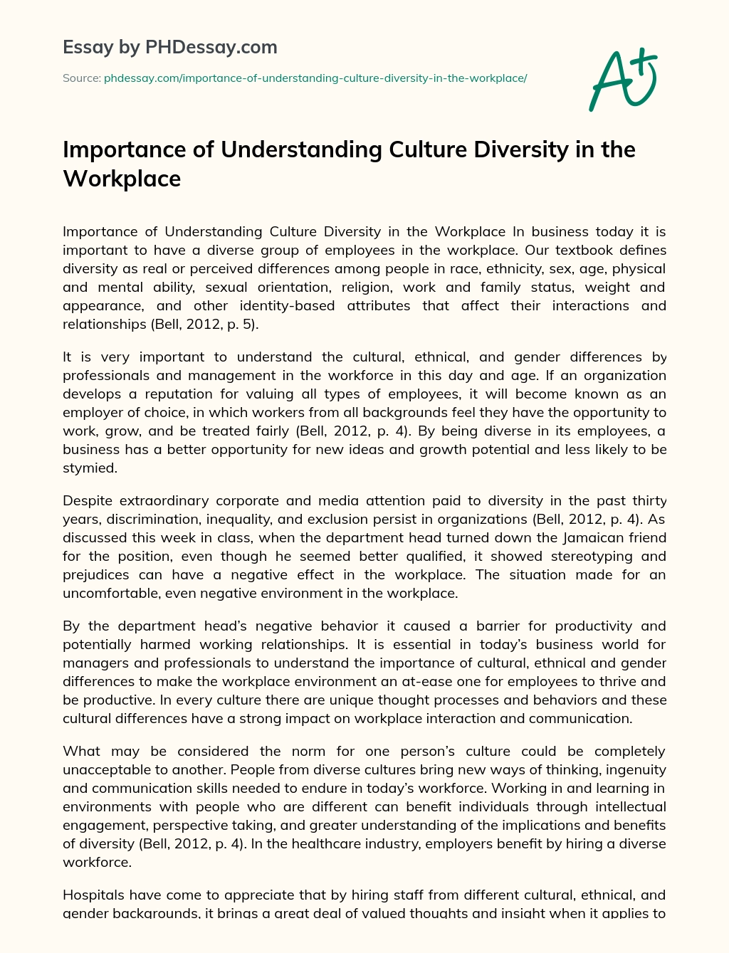 Реферат: Cultural Diversity Essay Research Paper Cultural Diversity