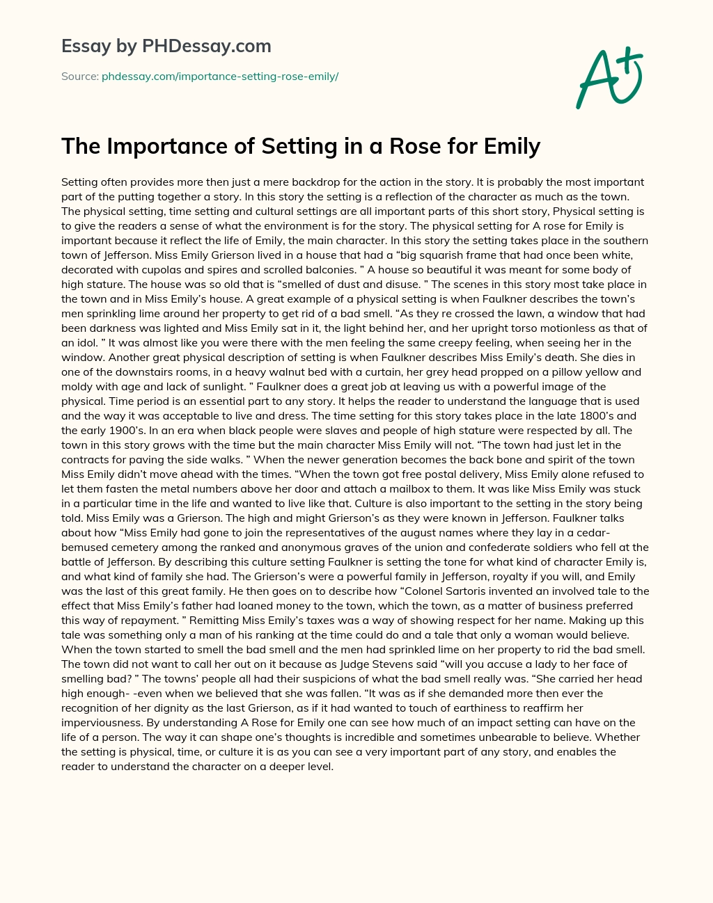 Реферат: Emily The Fallen Rose Essay Research Paper