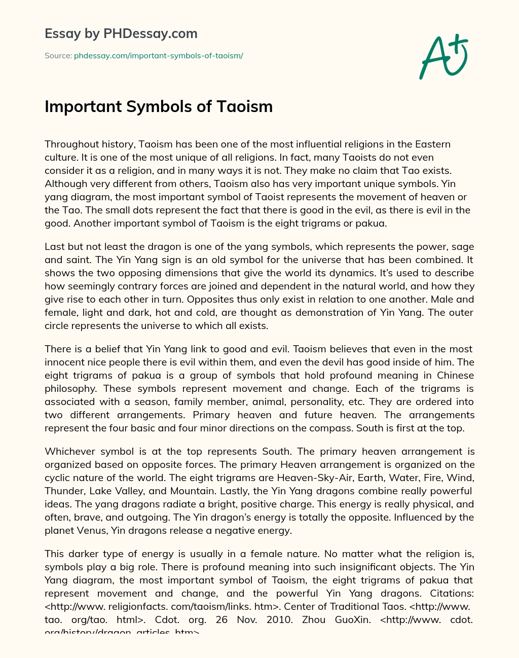 Important Symbols of Taoism essay