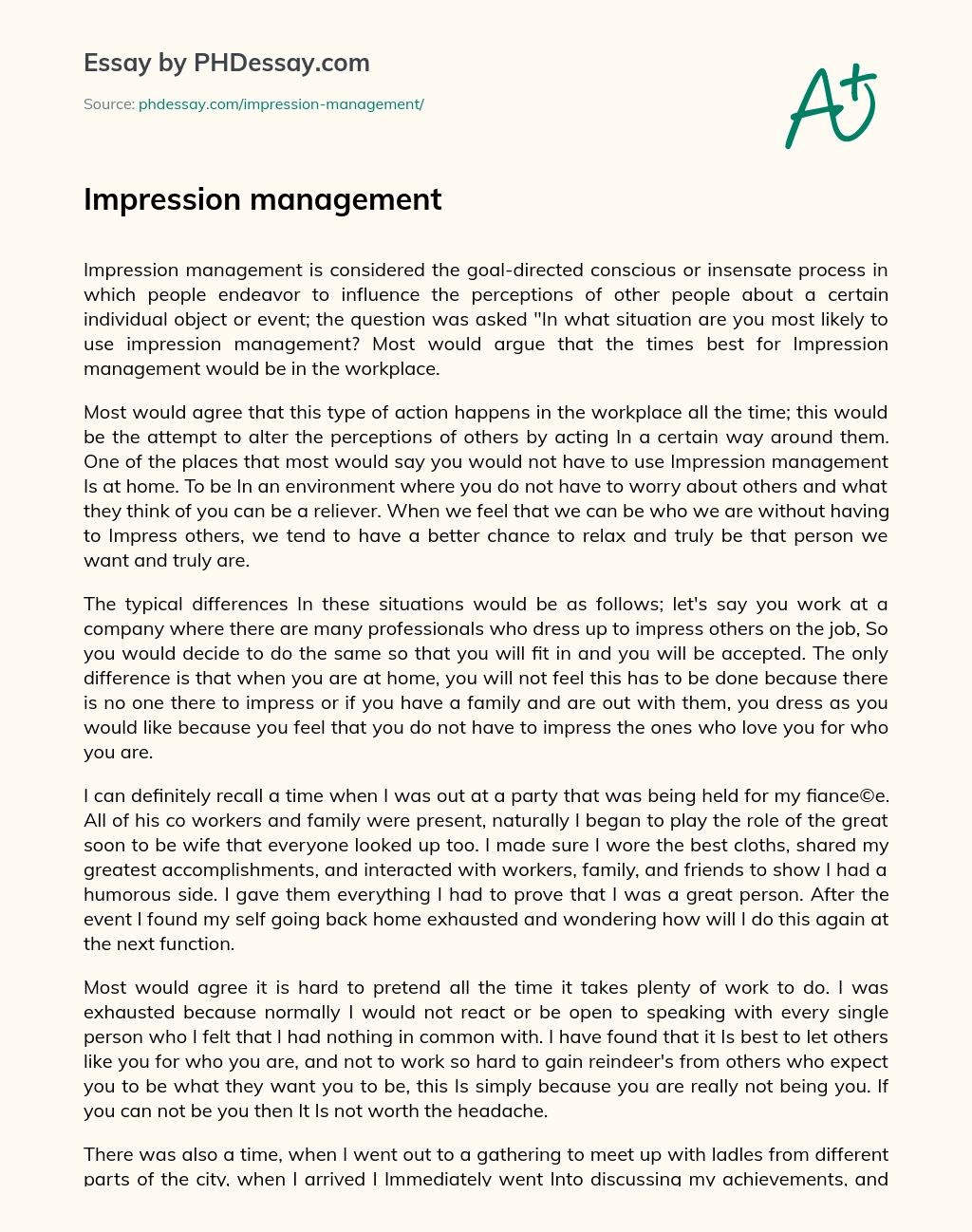 Impression management essay