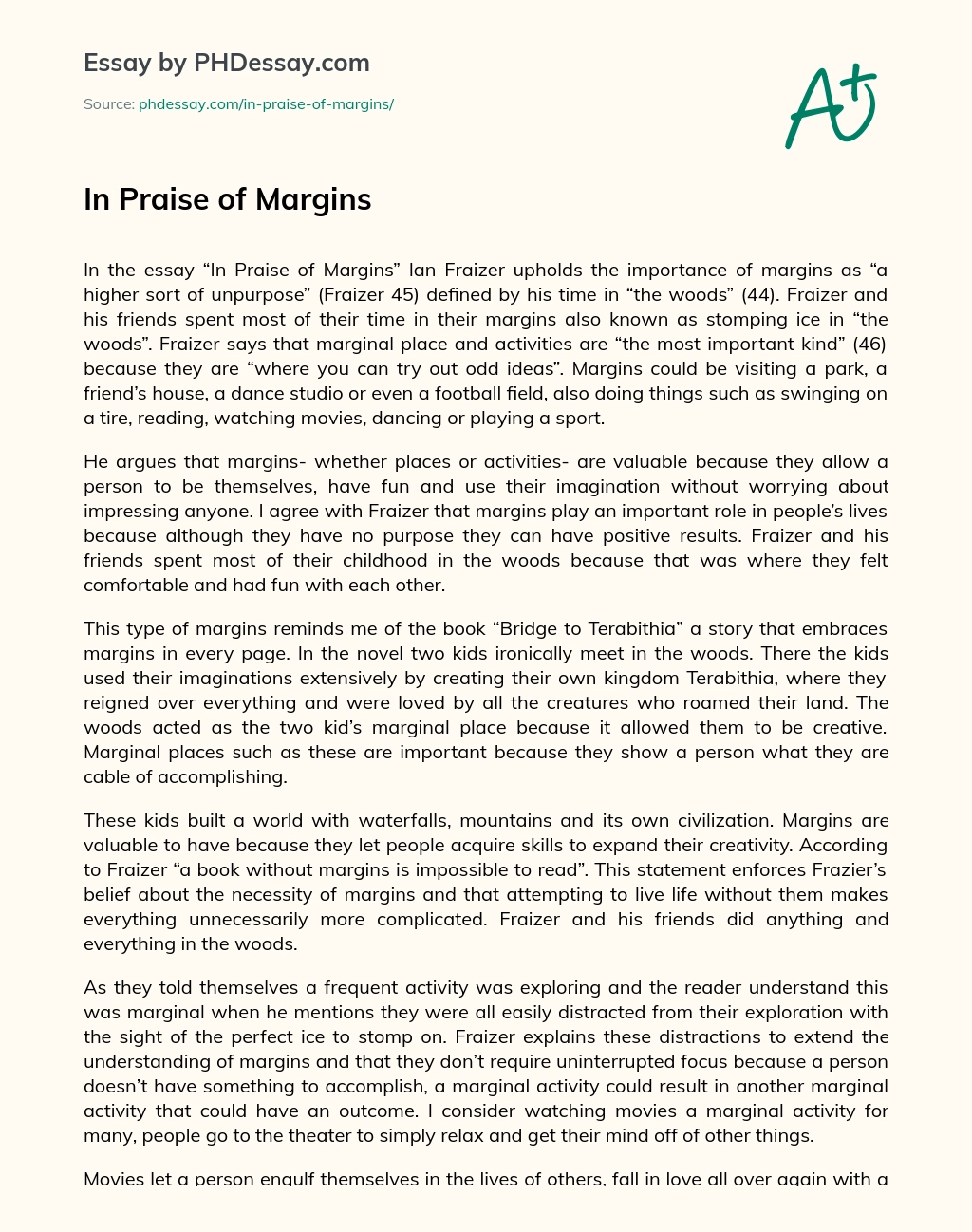 In Praise of Margins essay