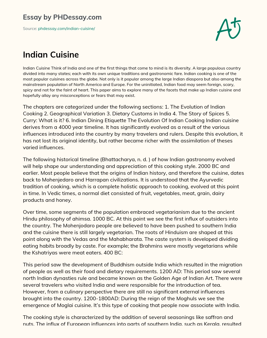 Indian Cuisine essay