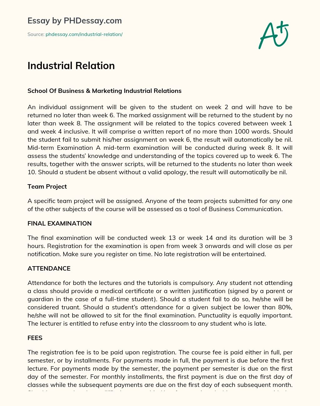 Industrial Relation essay