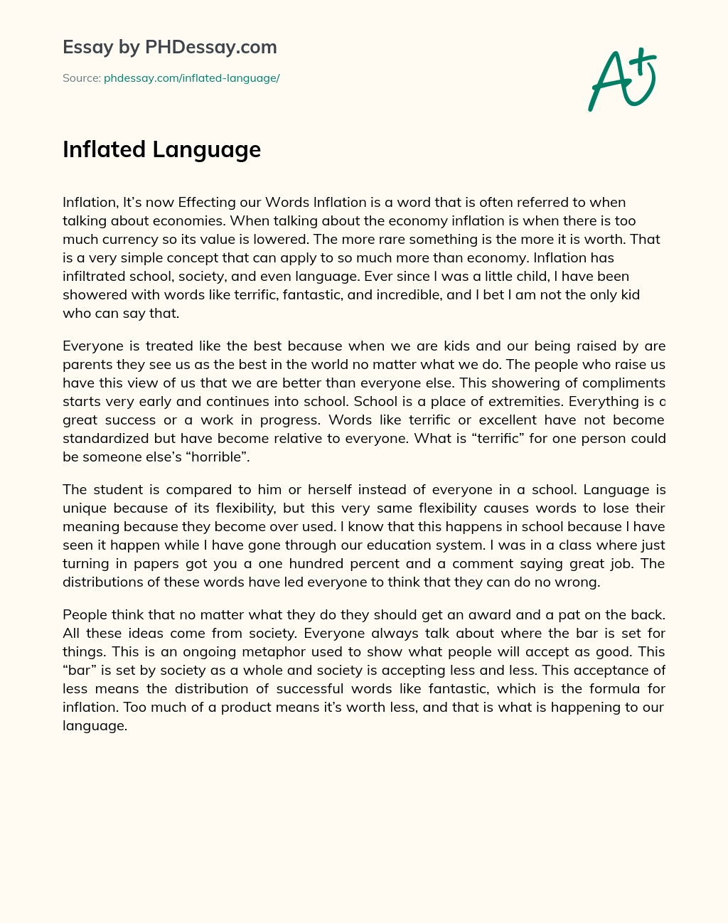 Inflated Language essay