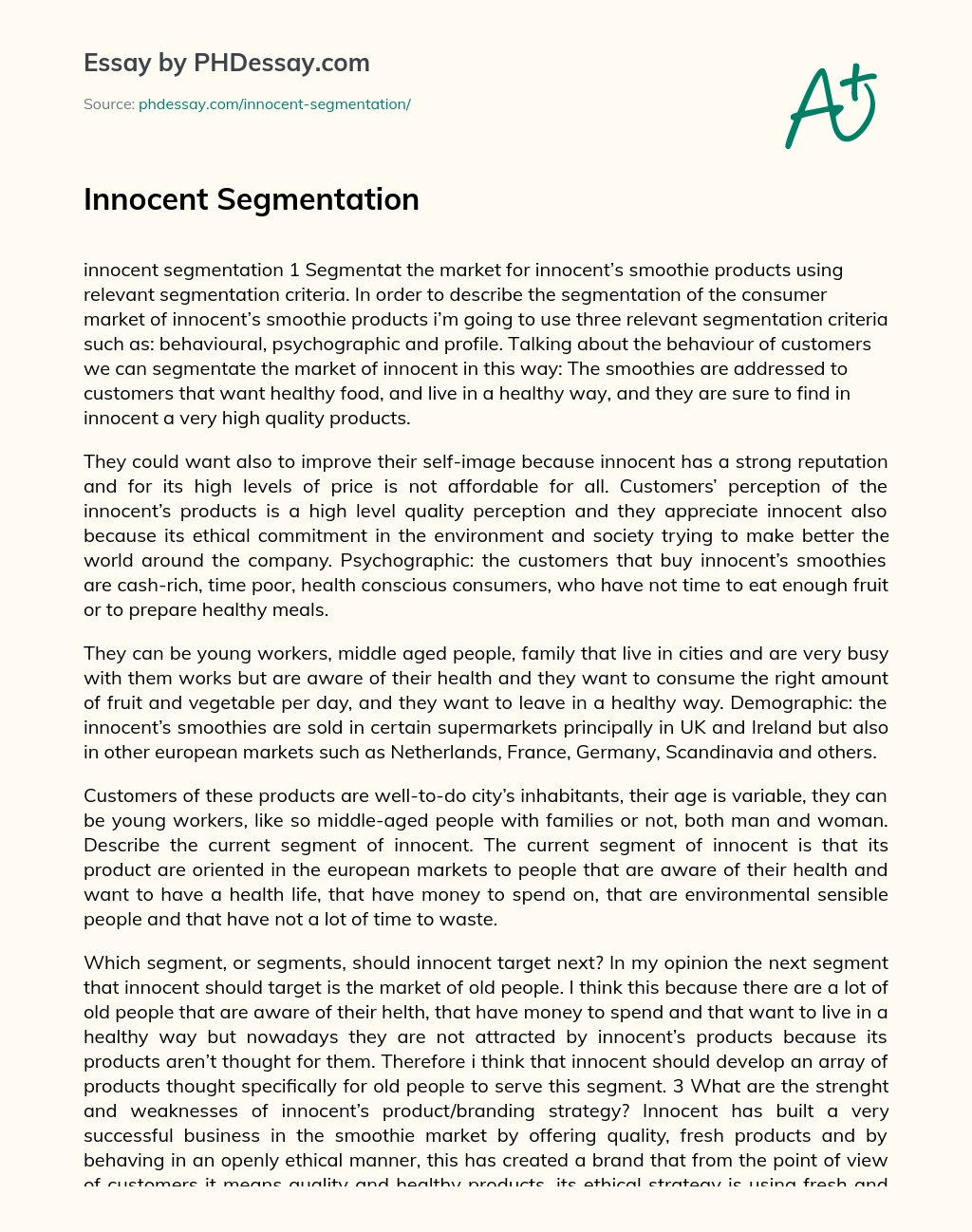 Innocent Segmentation essay