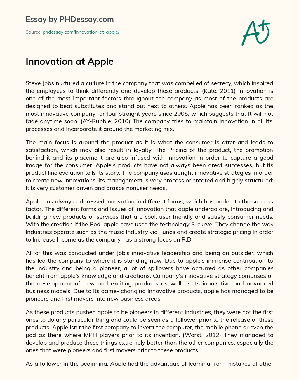 Innovation at Apple essay