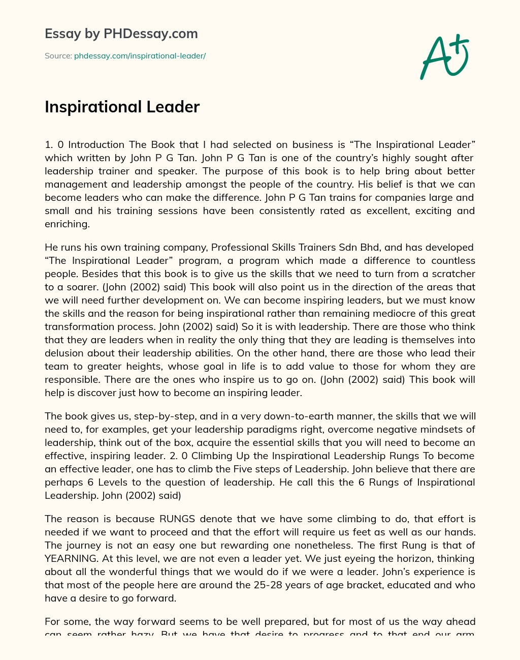 Inspirational Leader essay
