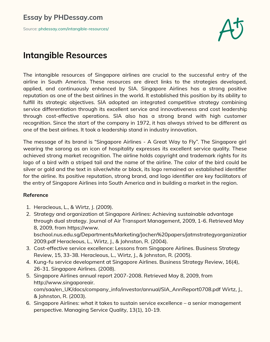 Intangible Resources essay