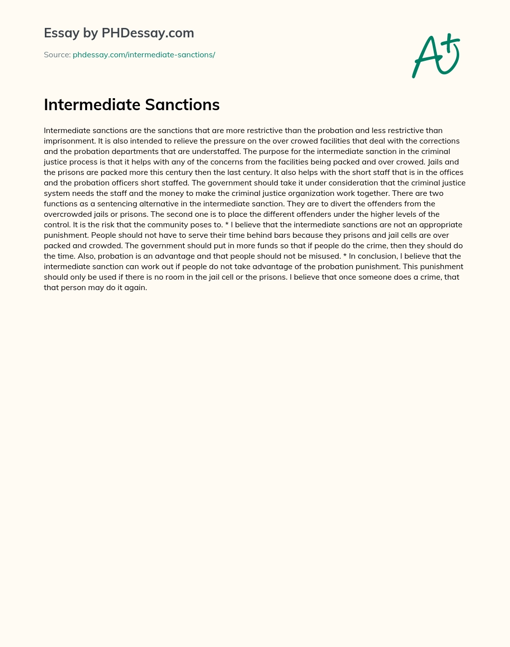 Intermediate Sanctions essay