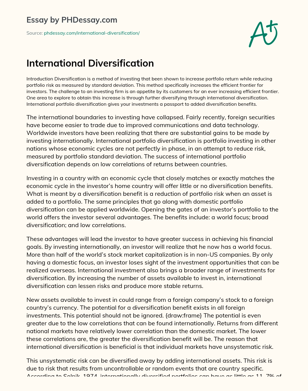 International Diversification essay