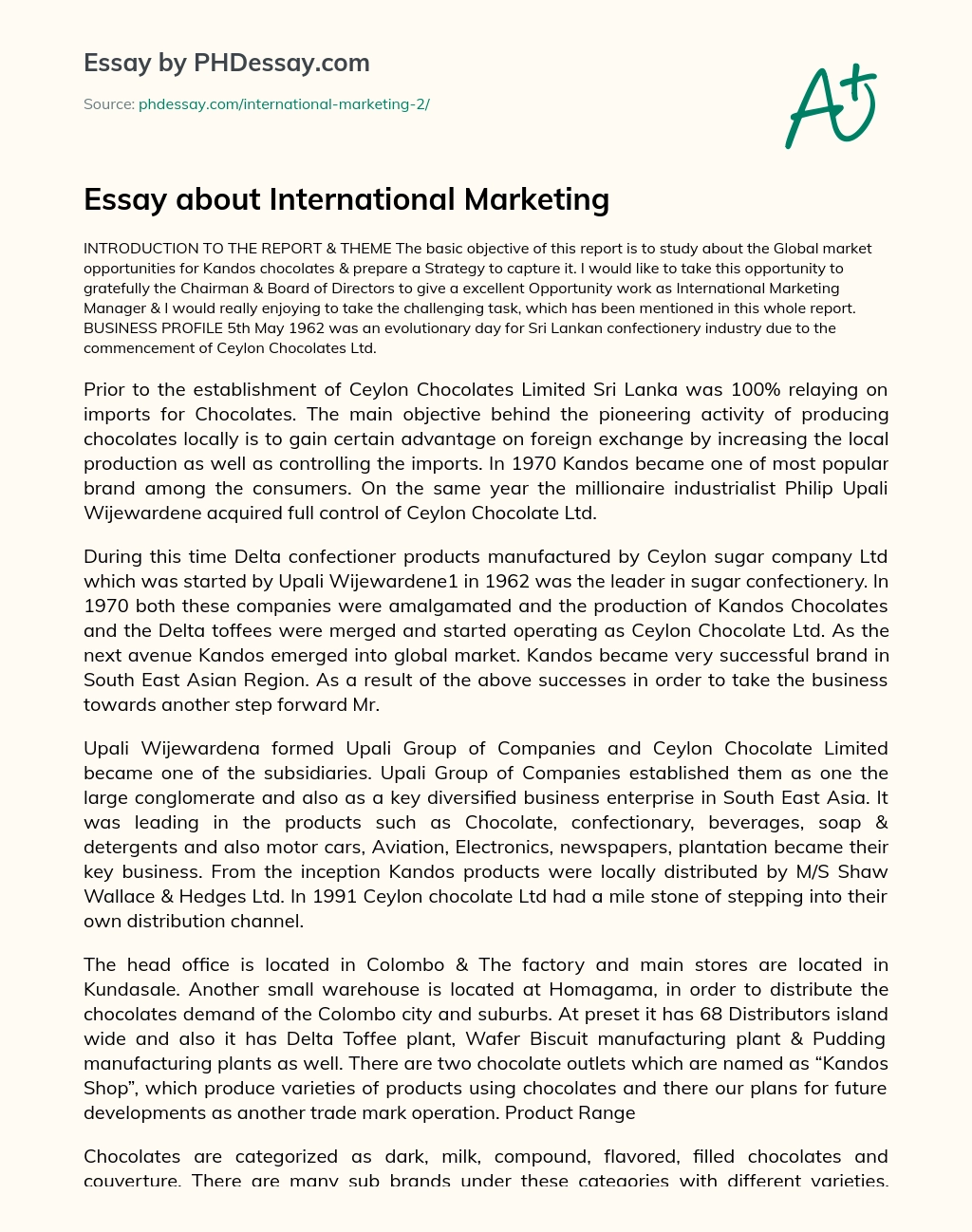 Essay about International Marketing essay