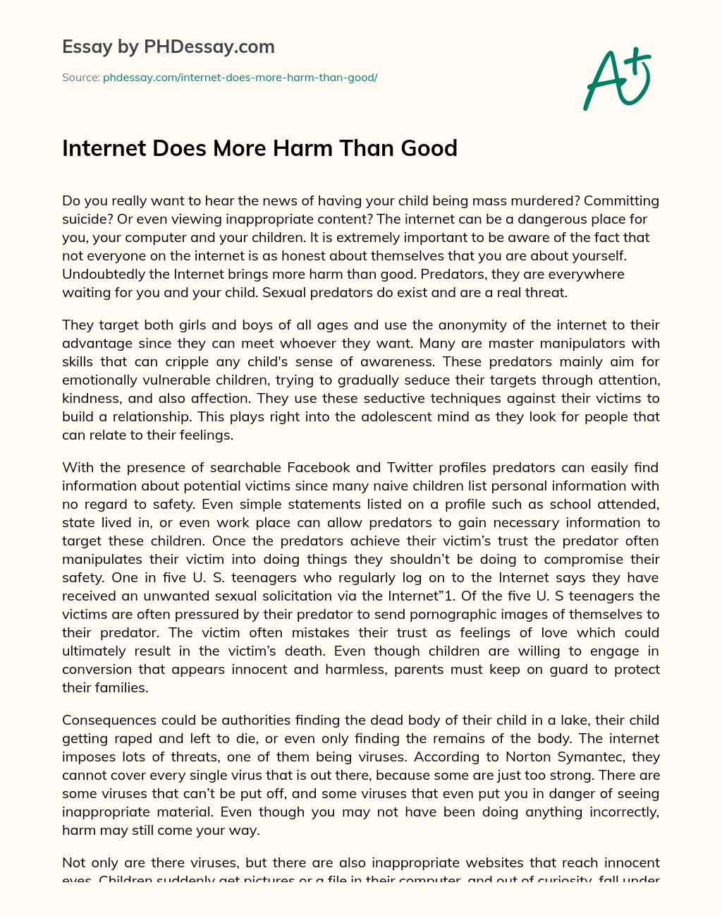 Internet Does More Harm Than Good essay