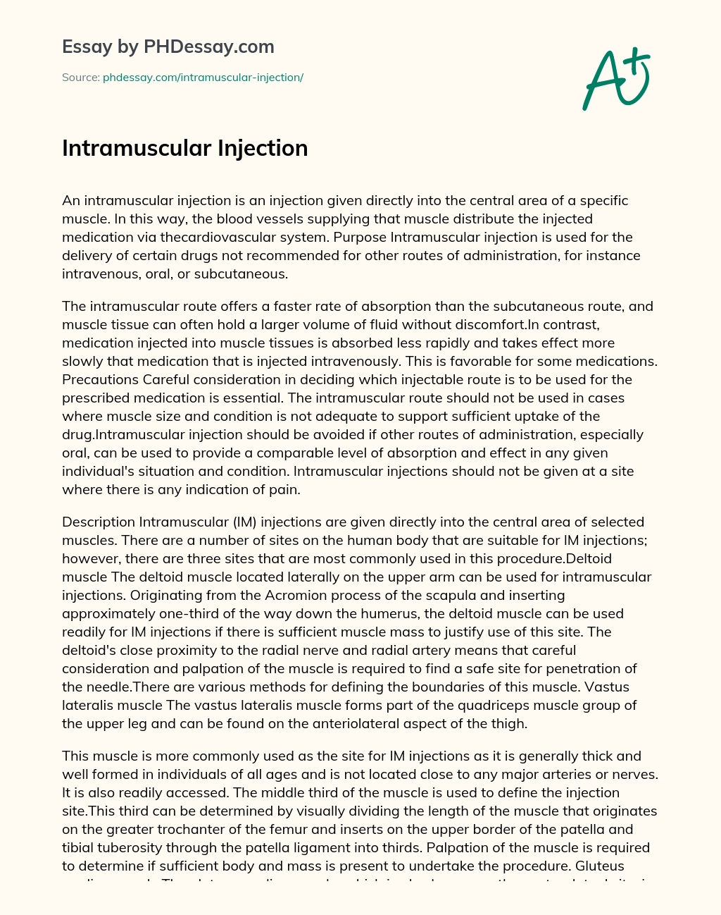 Intramuscular Injection essay