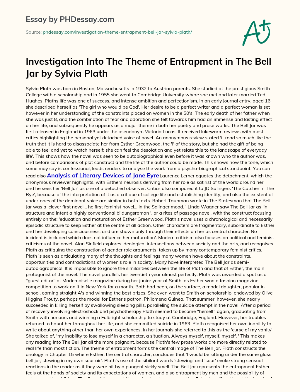 the bell jar essay