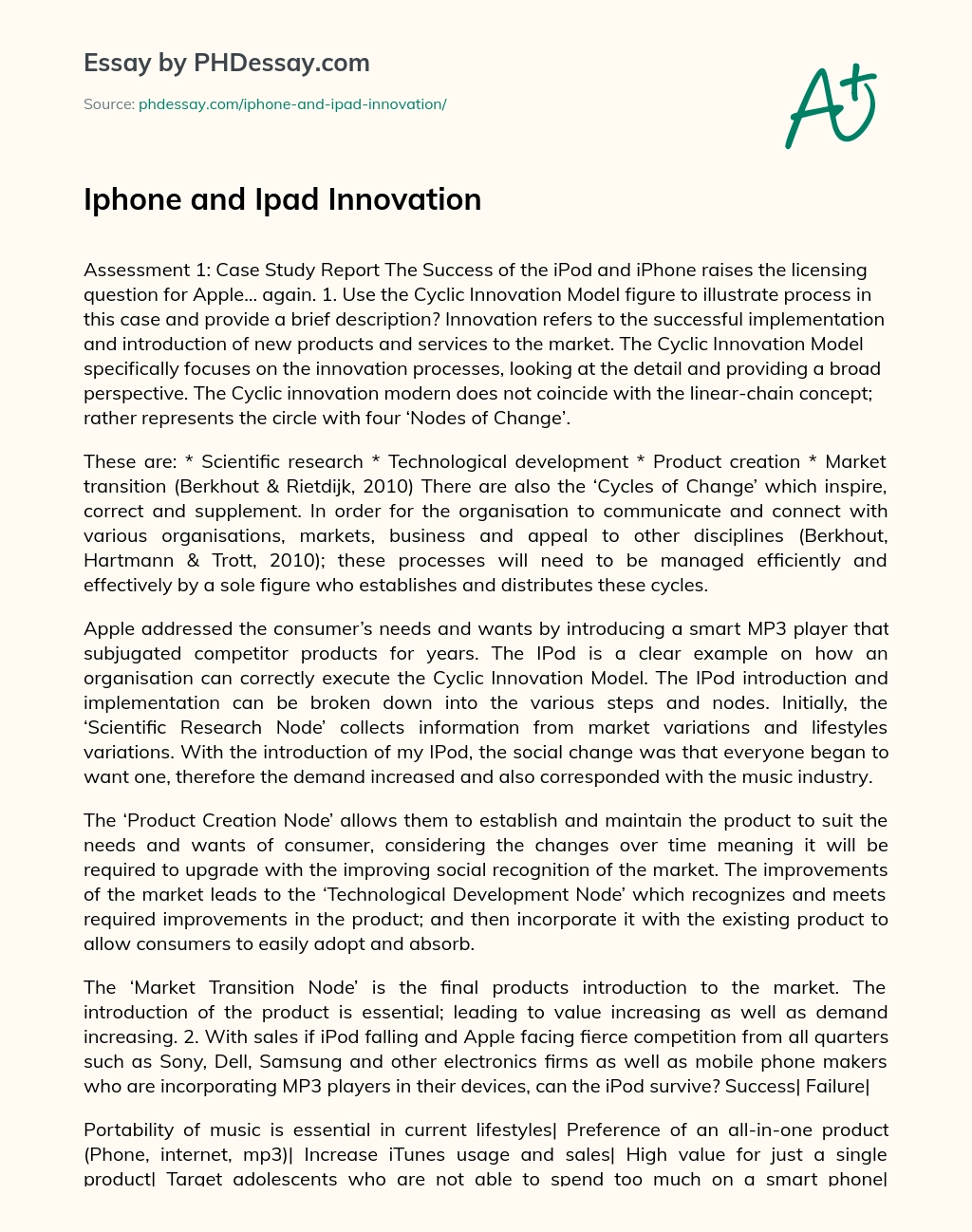 Iphone and Ipad Innovation essay