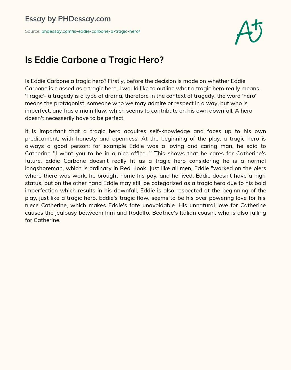 Is Eddie Carbone a Tragic Hero? essay