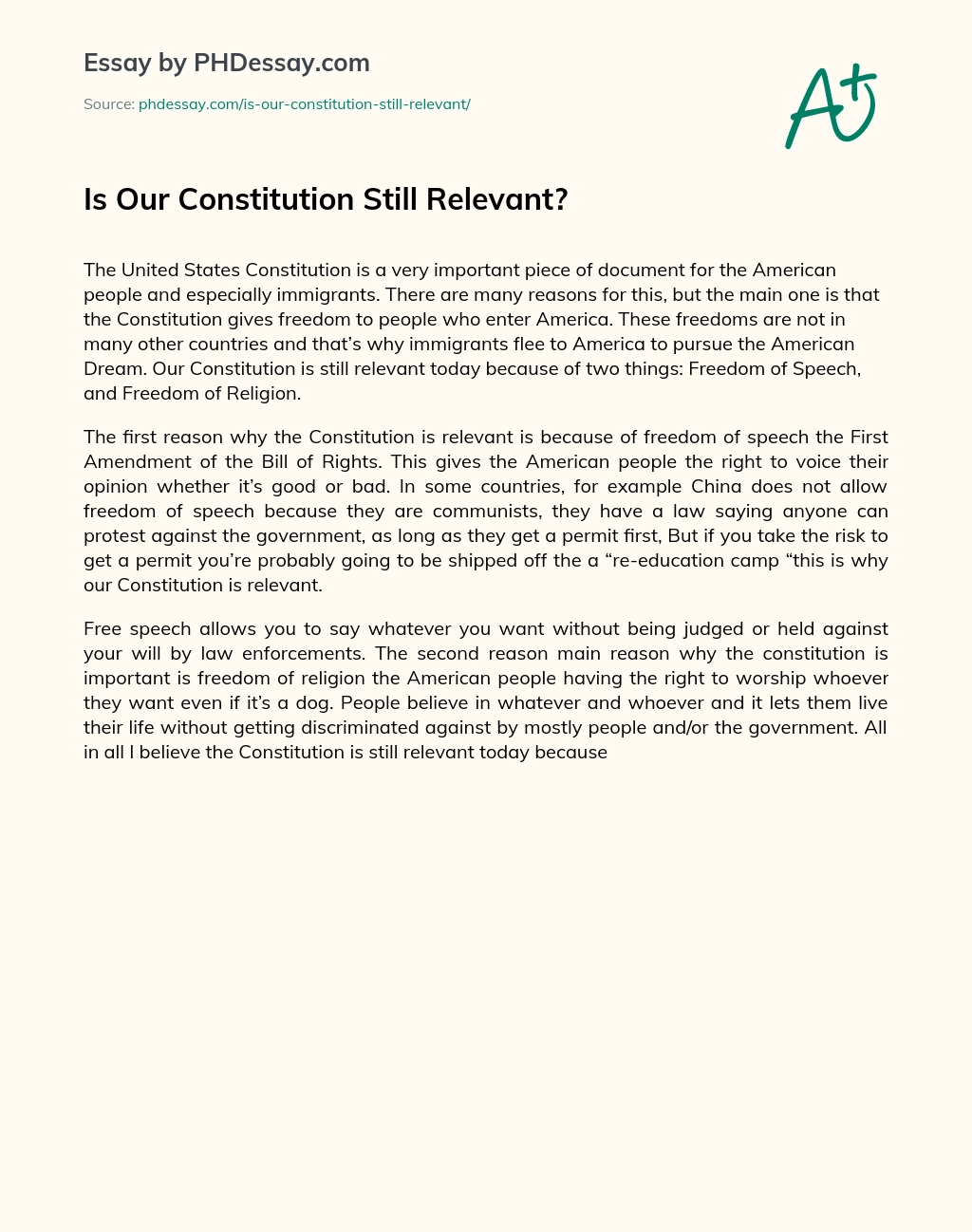 Is Our Constitution Still Relevant? essay