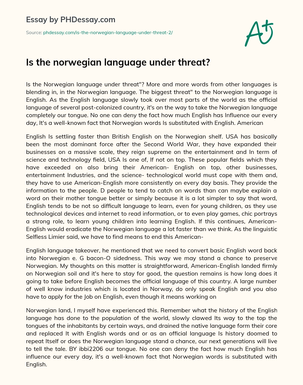 Is the norwegian language under threat? essay